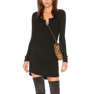 Revolve David Lerner Classic Black Henley Tee Dress Size Medium